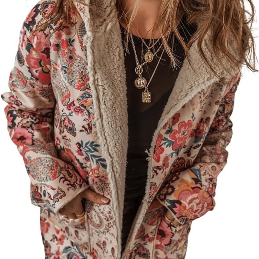 Medium Floral Sherpa-Lined Women's Coat​